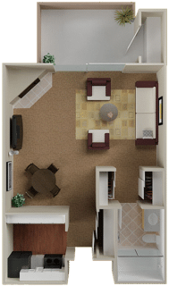 Floor plan for studio, 1 bath, 450 sqft
